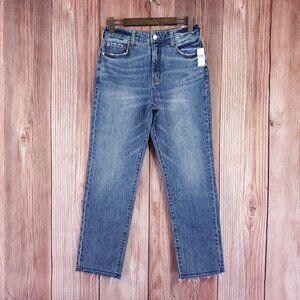 NWT Anthropologie Pilcro Womens 29 The Vinatage Straight Denim Jeans Raw Hem